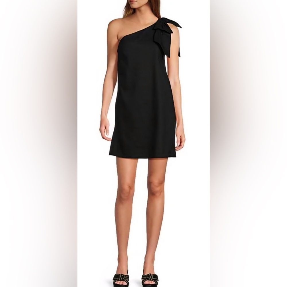 Antonio Melani One-shoulder Linen Dress Navy Size 12‎ Large NWT